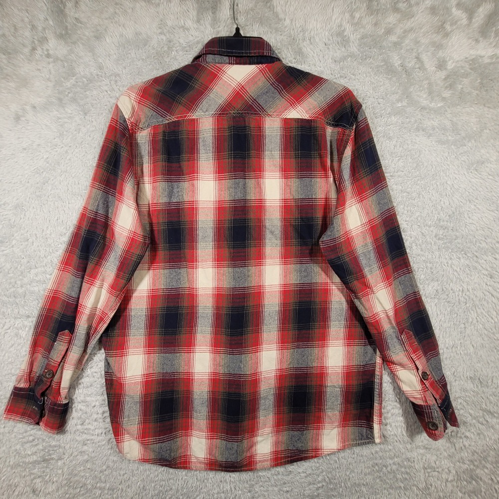 Roebuck & Co Flannel Shirt Mens Large Red Plaid Cotton Long Sleeve Button Down - Picture 2 of 7
